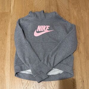 Nike Heather Gray Pullover with Pink Swoosh